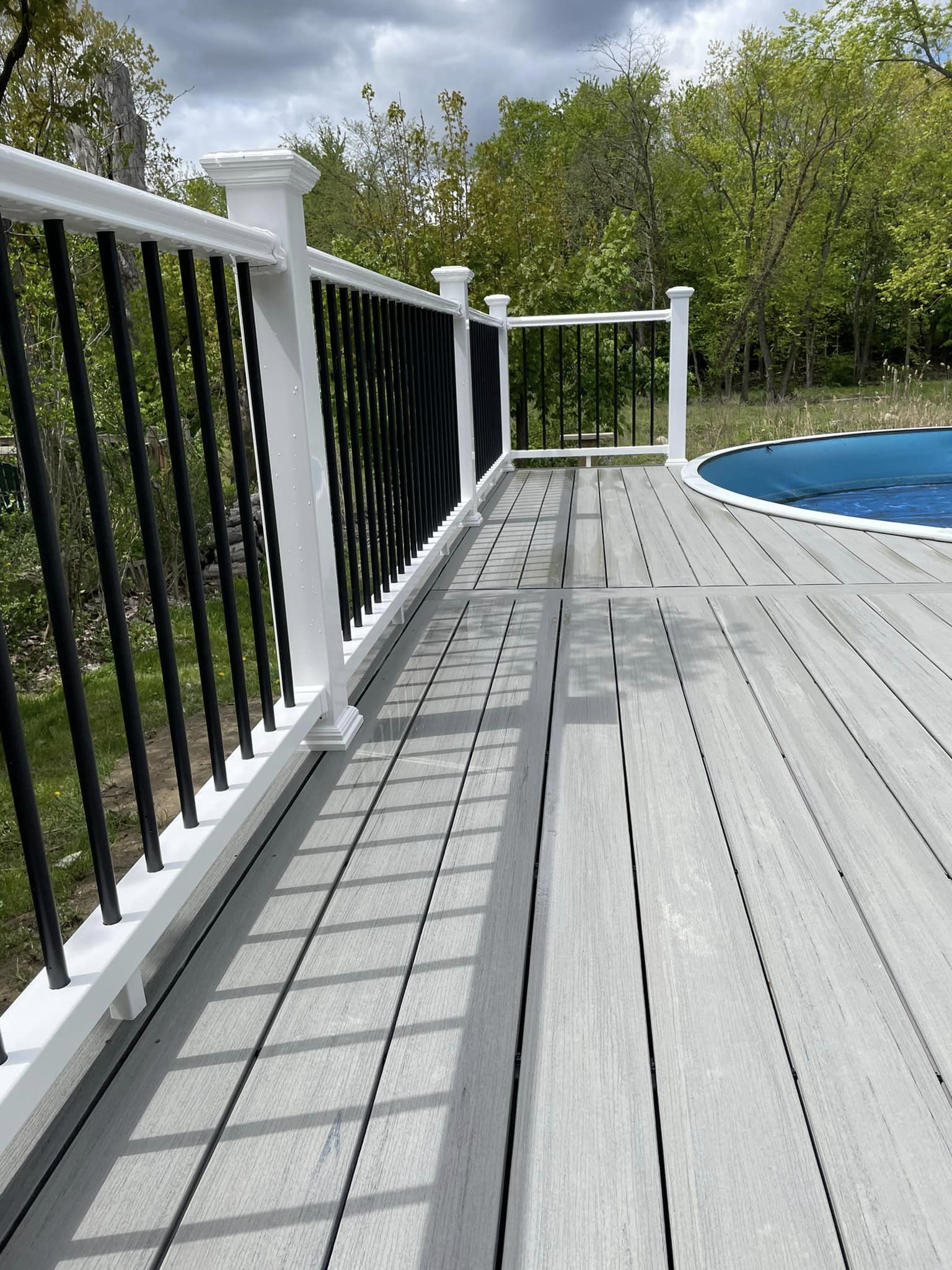 Pool deck installation in progress